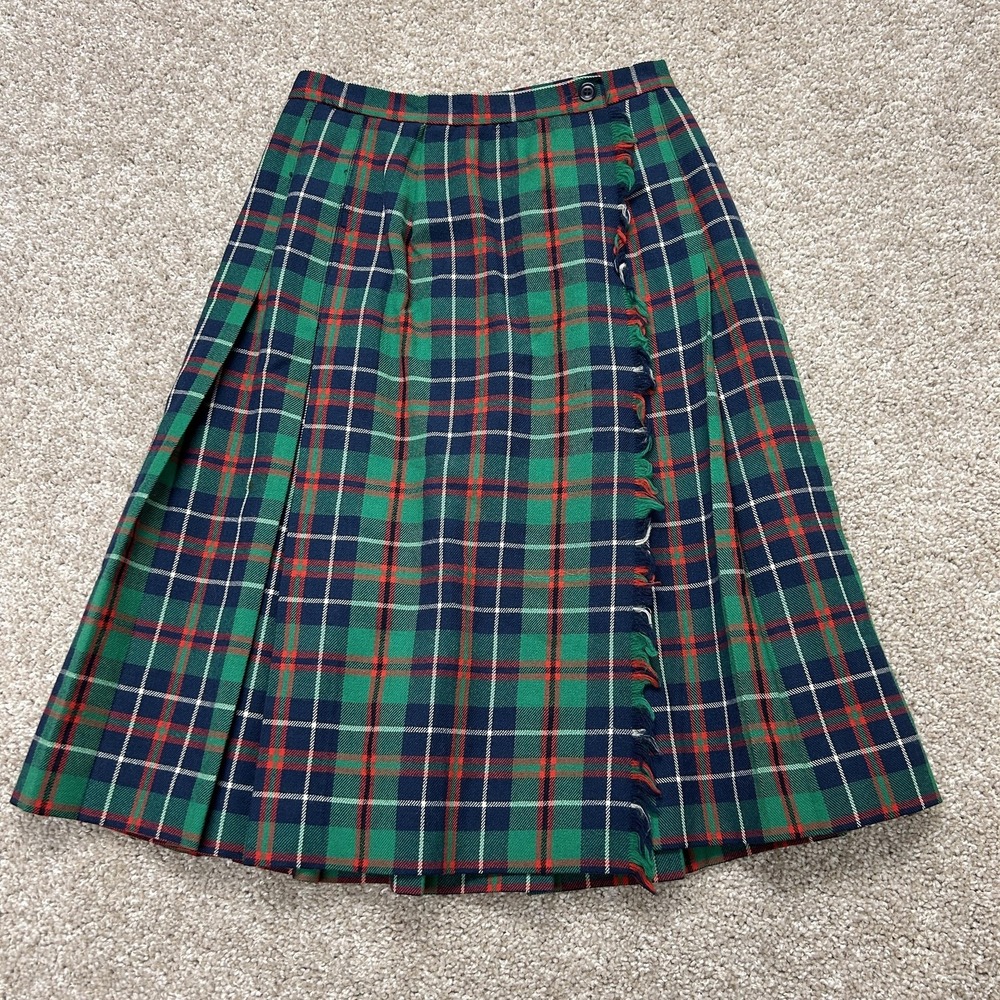 Vintage Carroll Reed Skirt Womens 8 Plaid Wool Pleated Midi USA Union Made